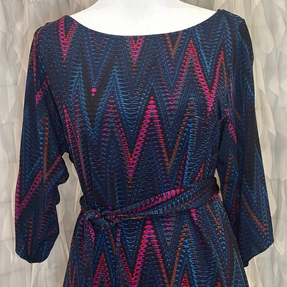 Leota Chevron Mini Dress - Blue and Pink - Picture 5 of 5